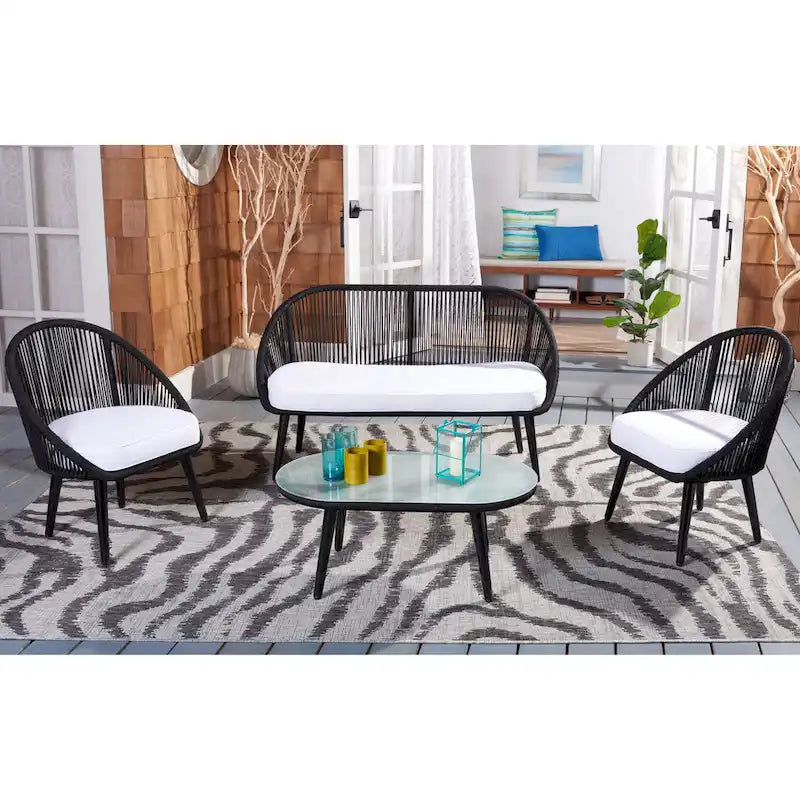 Ensemble de conversation de patio extérieur SAFAVIEH Morena 4 pièces - 54 po L x 34 po P x 24 po H