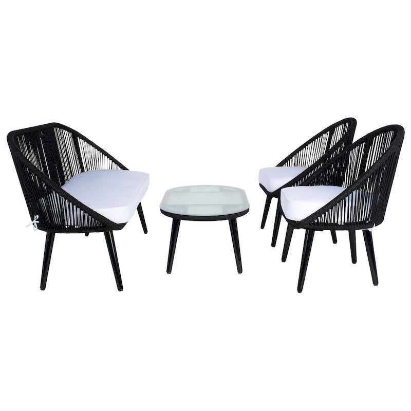 Ensemble de conversation de patio extérieur SAFAVIEH Morena 4 pièces - 54 po L x 34 po P x 24 po H