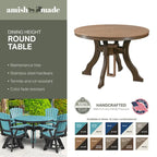 Table ronde de salle à manger American Furniture Classics, fabriquée aux États-Unis