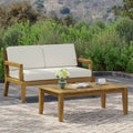Ensemble canapé deux places et table basse d'extérieur Rossville en bois d'acacia par Christopher Knight Home