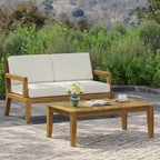Ensemble canapé deux places et table basse d'extérieur Rossville en bois d'acacia par Christopher Knight Home