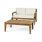 Ensemble canapé deux places et table basse d'extérieur Rossville en bois d'acacia par Christopher Knight Home