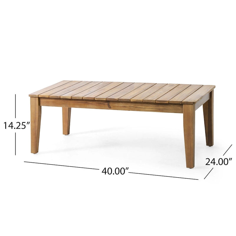 Ensemble canapé deux places et table basse d'extérieur Rossville en bois d'acacia par Christopher Knight Home