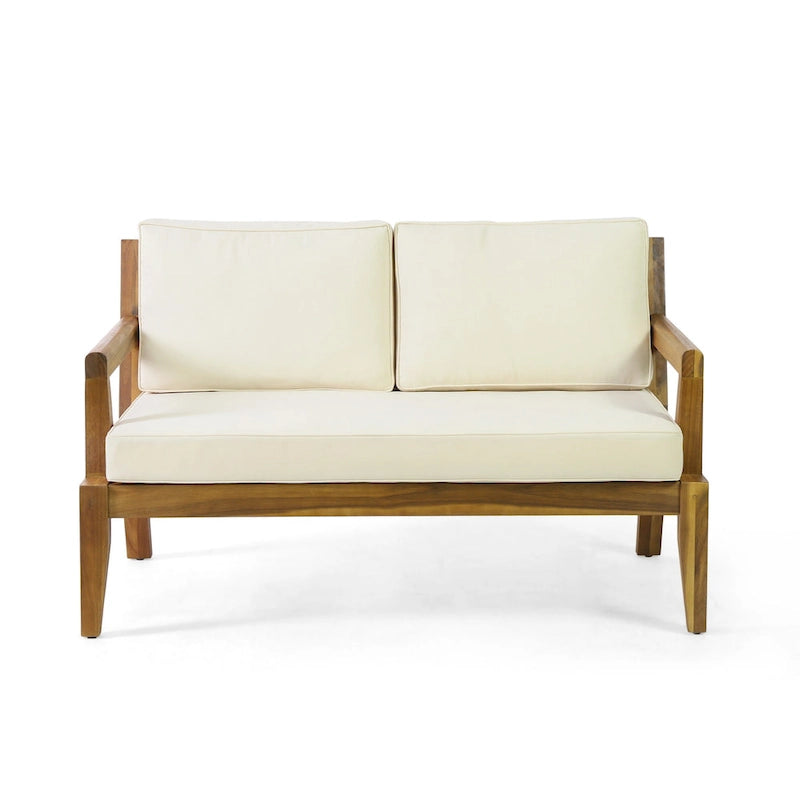 Ensemble canapé deux places et table basse d'extérieur Rossville en bois d'acacia par Christopher Knight Home