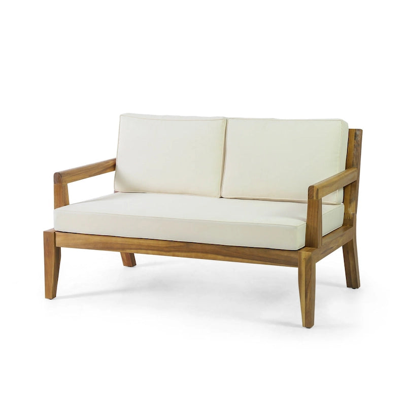 Ensemble canapé deux places et table basse d'extérieur Rossville en bois d'acacia par Christopher Knight Home