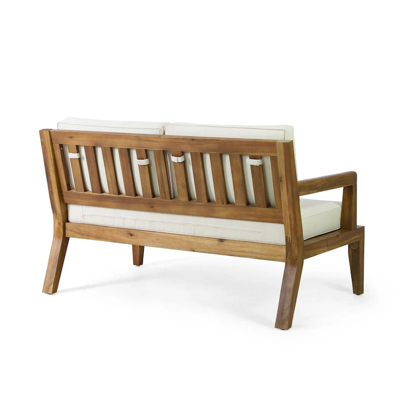Ensemble canapé deux places et table basse d'extérieur Rossville en bois d'acacia par Christopher Knight Home