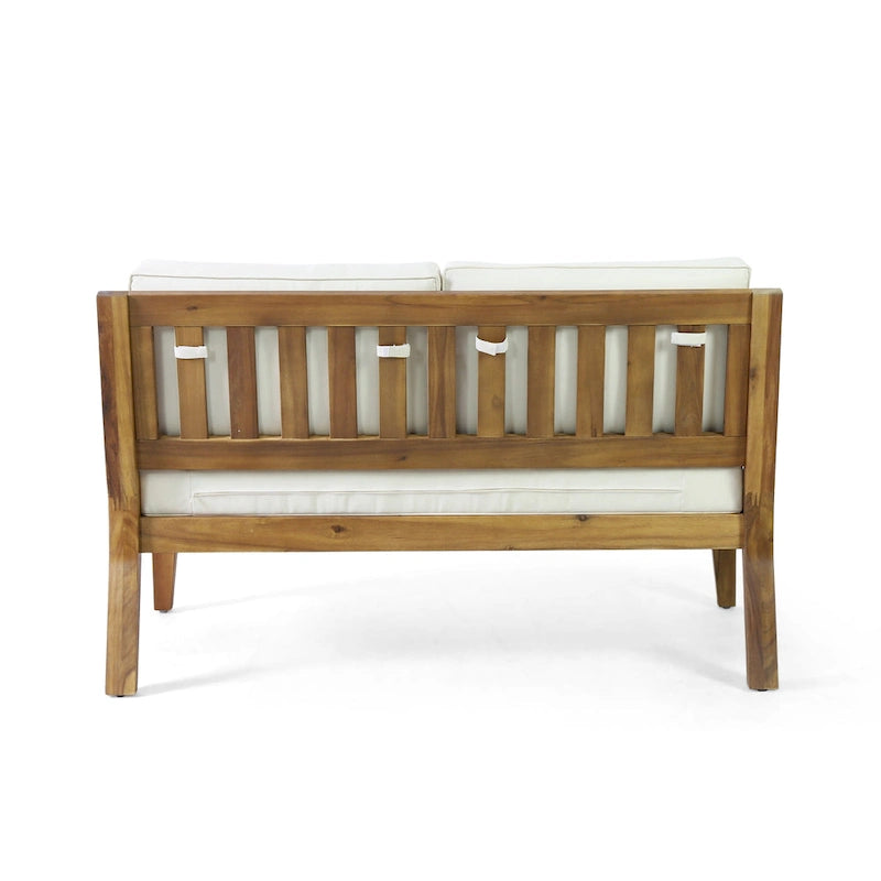 Ensemble canapé deux places et table basse d'extérieur Rossville en bois d'acacia par Christopher Knight Home
