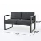 Ensemble de conversation extérieur Navan 4 places en aluminium avec foyer et support pour bouteille de gaz, par Christopher Knight Home
