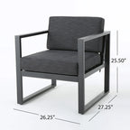 Ensemble de conversation extérieur Navan 4 places en aluminium avec foyer et support pour bouteille de gaz, par Christopher Knight Home