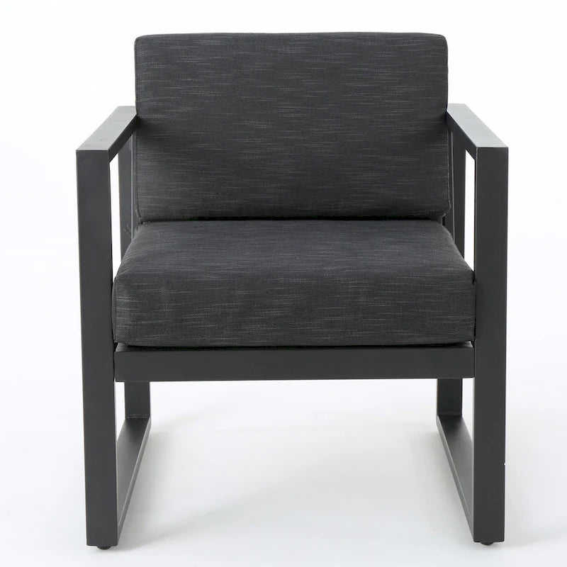 Ensemble de conversation extérieur Navan 4 places en aluminium avec foyer et support pour bouteille de gaz, par Christopher Knight Home