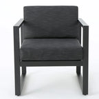 Ensemble de conversation extérieur Navan 4 places en aluminium avec foyer et support pour bouteille de gaz, par Christopher Knight Home
