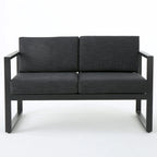 Ensemble de conversation extérieur Navan 4 places en aluminium avec foyer et support pour bouteille de gaz, par Christopher Knight Home