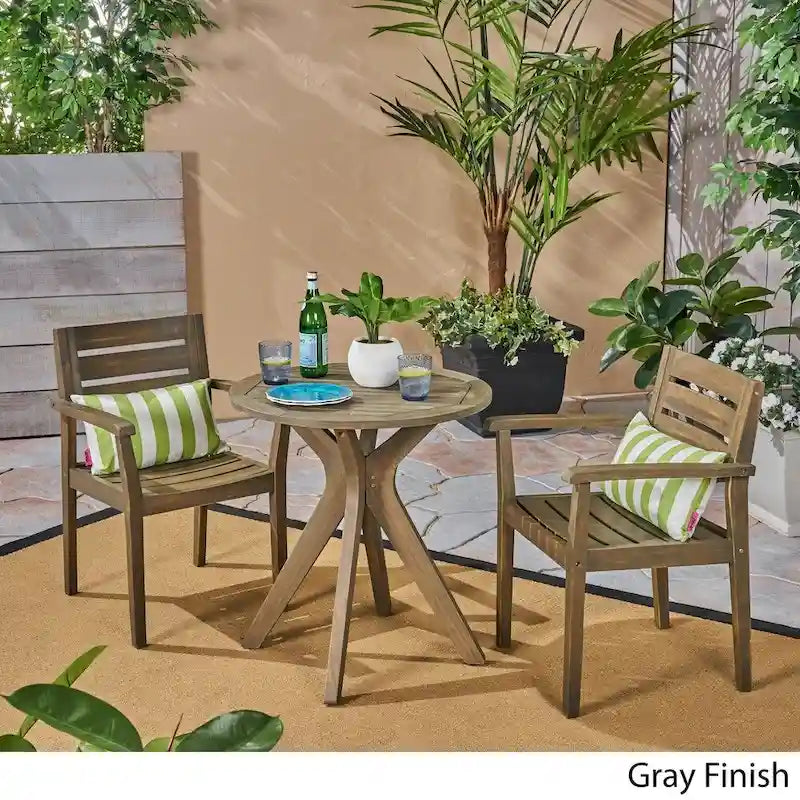 Ensemble de salle à manger d'extérieur Stamford 5 pièces en bois d'acacia avec table à pieds droits par Christopher Knight Home