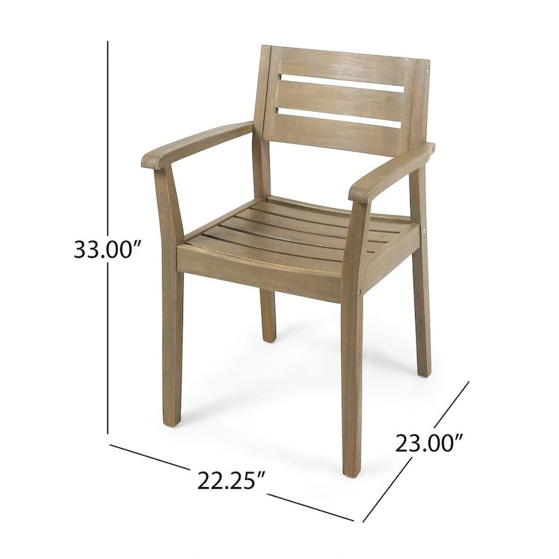 Ensemble de salle à manger d'extérieur Stamford 5 pièces en bois d'acacia avec table à pieds droits par Christopher Knight Home