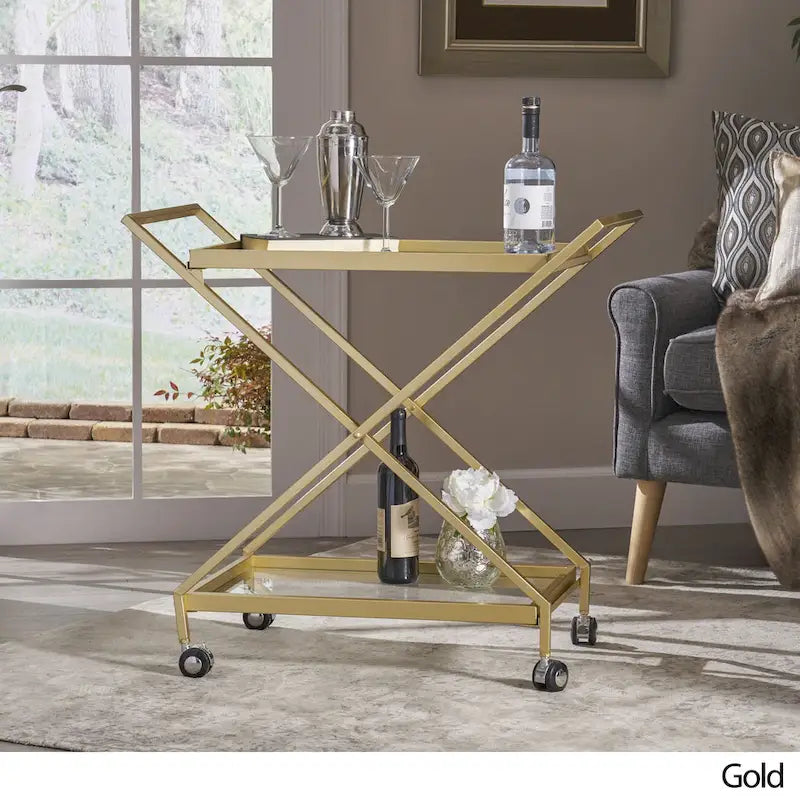 Chariot de bar industriel d'extérieur Annika par Christopher Knight Home