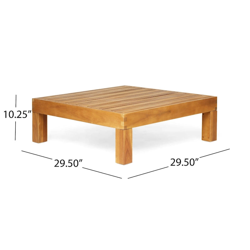 Ensemble canapé deux places et table basse d'extérieur Brava en bois d'acacia avec accoudoir gauche et coussin, par Christopher Knight Home
