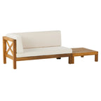 Ensemble canapé deux places et table basse d'extérieur Brava en bois d'acacia avec accoudoir gauche et coussin, par Christopher Knight Home