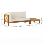 Ensemble canapé deux places et table basse d'extérieur Brava en bois d'acacia avec accoudoir gauche et coussin, par Christopher Knight Home