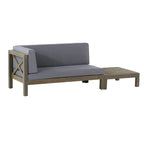 Ensemble canapé deux places et table basse d'extérieur Brava en bois d'acacia avec accoudoir gauche et coussin, par Christopher Knight Home