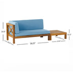 Ensemble canapé deux places et table basse d'extérieur Brava en bois d'acacia avec accoudoir gauche et coussin, par Christopher Knight Home