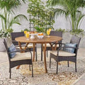 Chilton Outdoor 5 Piece Acacia Wood and Wicker Dining Set by Christopher Knight Home