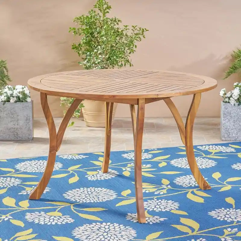 Ensemble de salle à manger d'extérieur 5 pièces en bois d'acacia et osier Chilton par Christopher Knight Home