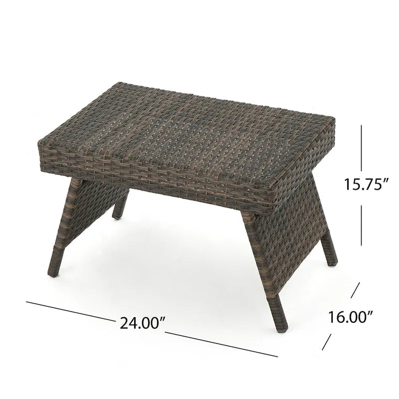 Table d'appoint pliante d'extérieur en osier Salem par Christopher Knight Home