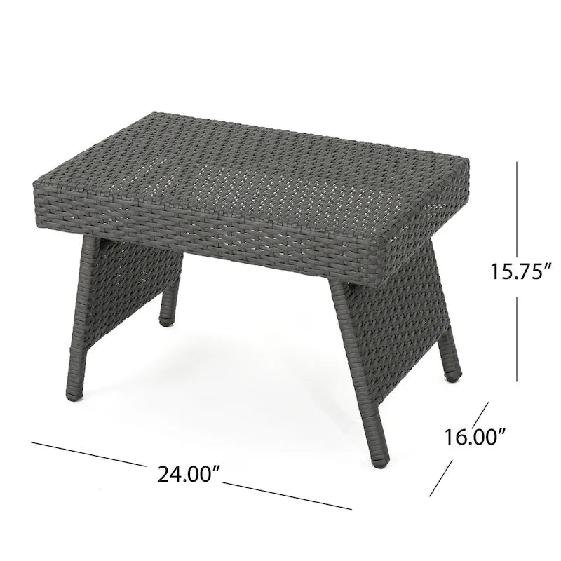 Table d'appoint pliante d'extérieur en osier Salem par Christopher Knight Home