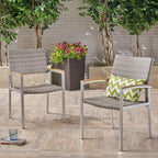 Chaises de salle à manger d'extérieur Luton en résine tressée avec structure en aluminium (lot de 2) par Christopher Knight Home