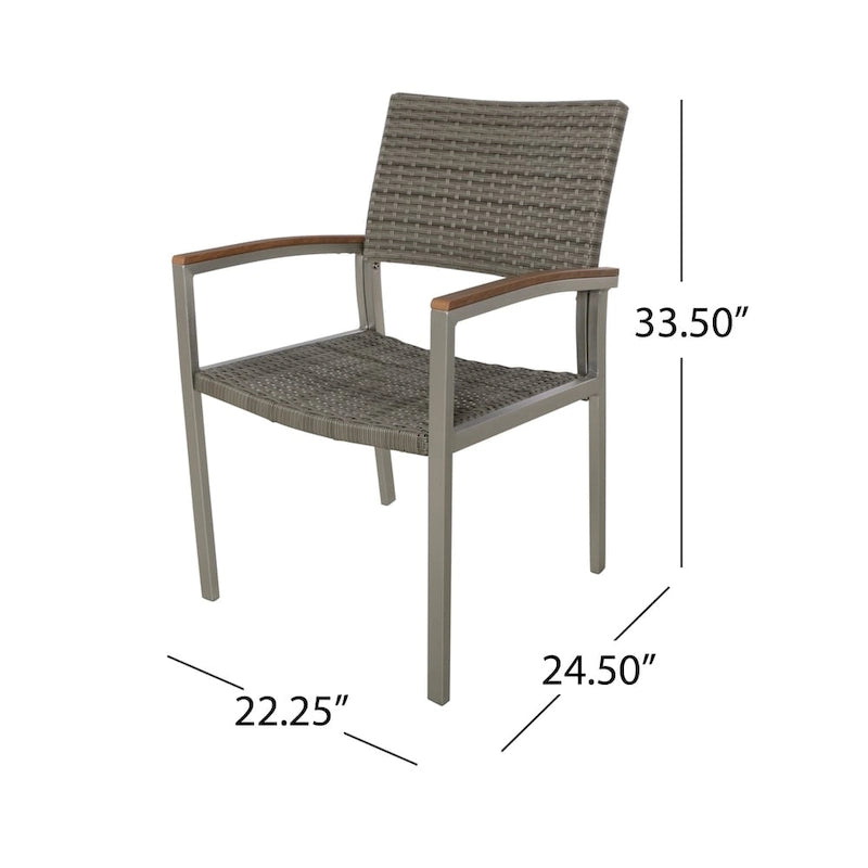 Chaises de salle à manger d'extérieur Luton en résine tressée avec structure en aluminium (lot de 2) par Christopher Knight Home