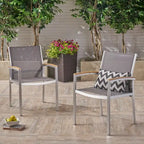 Chaises de salle à manger d'extérieur Luton en résine tressée avec structure en aluminium (lot de 2) par Christopher Knight Home