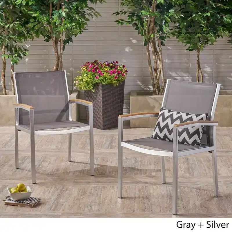 Chaises de salle à manger d'extérieur Luton en résine tressée avec structure en aluminium (lot de 2) par Christopher Knight Home