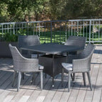 Ensemble de salle à manger d'extérieur carré en osier 5 pièces Hillhurst avec coussins par Christopher Knight Home