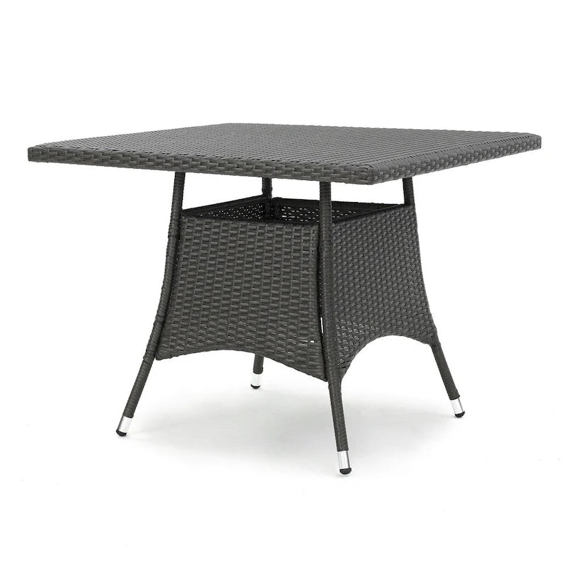 Ensemble de salle à manger d'extérieur carré en osier 5 pièces Hillhurst avec coussins par Christopher Knight Home