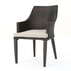 Ensemble de salle à manger d'extérieur carré en osier 5 pièces Hillhurst avec coussins par Christopher Knight Home