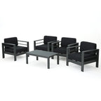 Ensemble de conversation extérieur Cape Coral en aluminium 5 pièces avec coussins par Christopher Knight Home