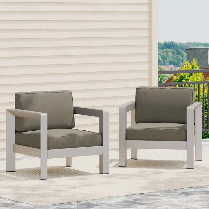 Fauteuils de jardin Aviara en aluminium (lot de 2) par Christopher Knight Home