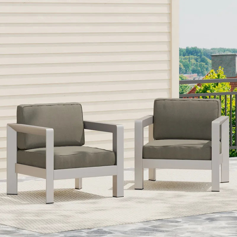 Fauteuils de jardin Aviara en aluminium (lot de 2) par Christopher Knight Home