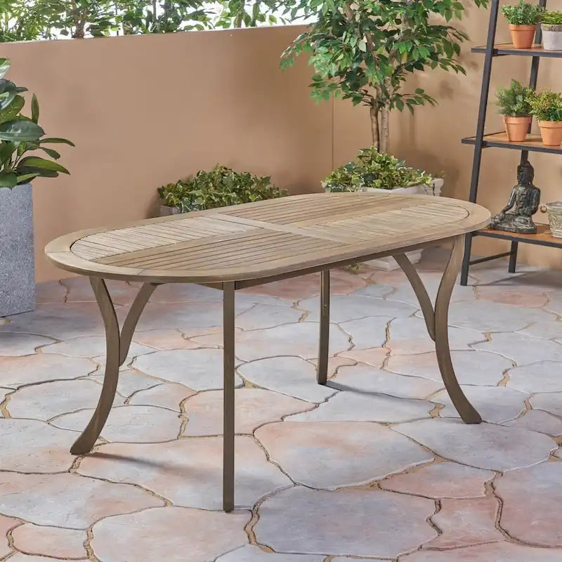 Ensemble de salle à manger d'extérieur Wyatt 7 pièces en bois et osier