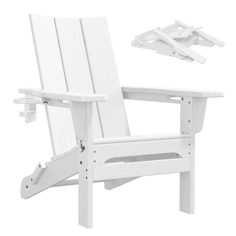 Chaises Adirondack modernes en PEHD résistantes aux intempéries avec porte-gobelets