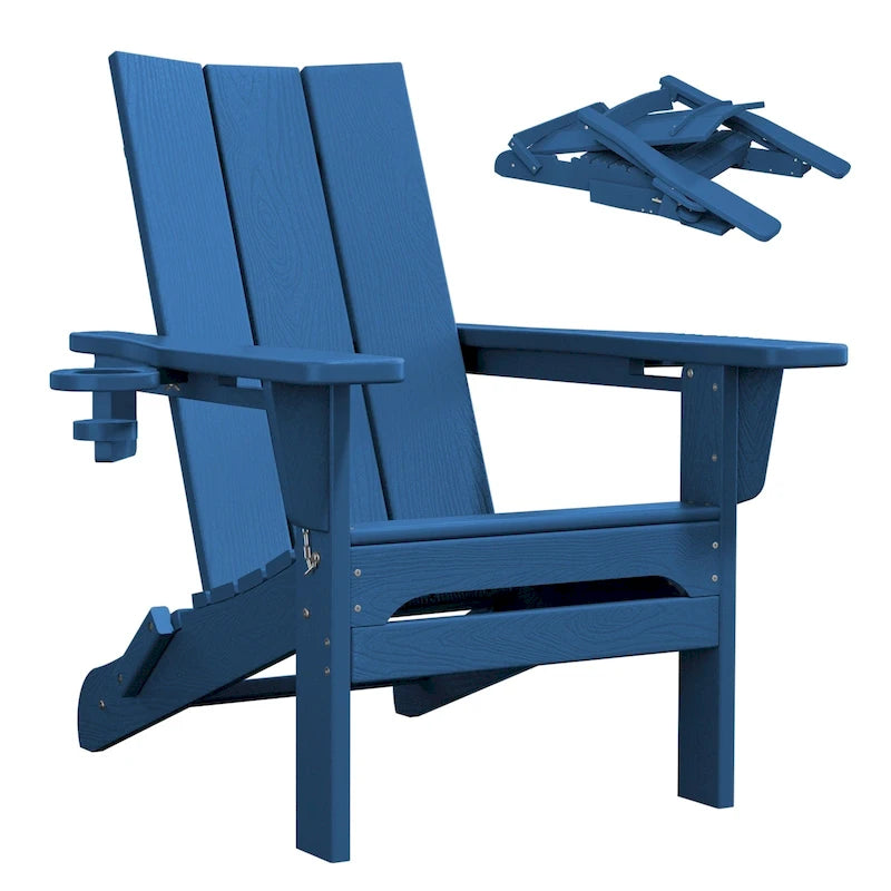 Chaises Adirondack modernes en PEHD résistantes aux intempéries avec porte-gobelets