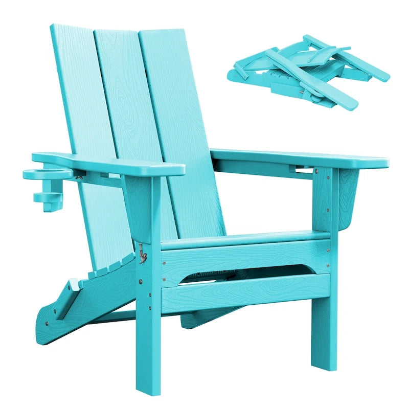 Chaises Adirondack modernes en PEHD résistantes aux intempéries avec porte-gobelets