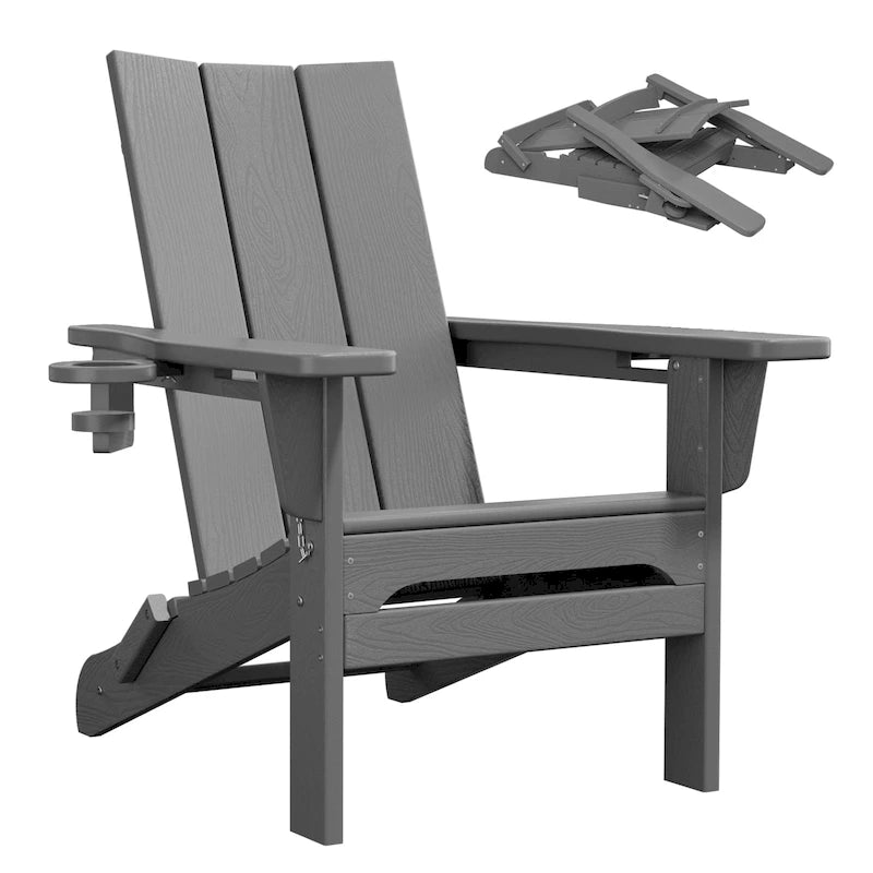Chaises Adirondack modernes en PEHD résistantes aux intempéries avec porte-gobelets