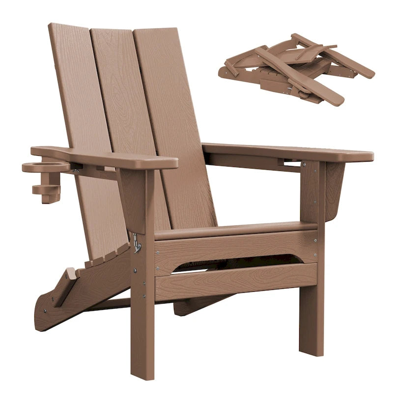 Chaises Adirondack modernes en PEHD résistantes aux intempéries avec porte-gobelets