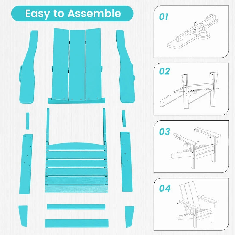 Chaises Adirondack modernes en PEHD résistantes aux intempéries avec porte-gobelets