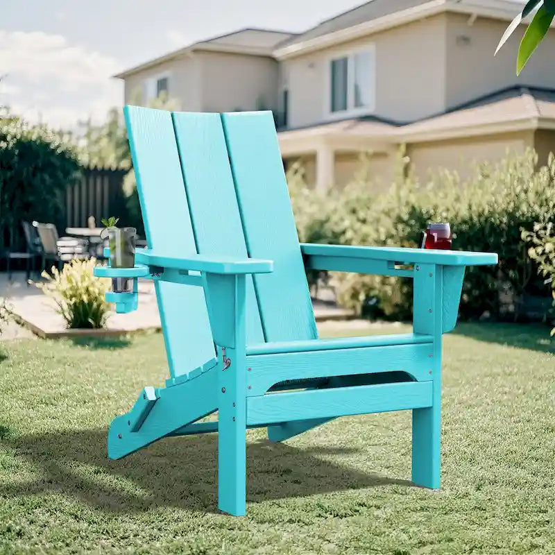 Chaises Adirondack modernes en PEHD résistantes aux intempéries avec porte-gobelets
