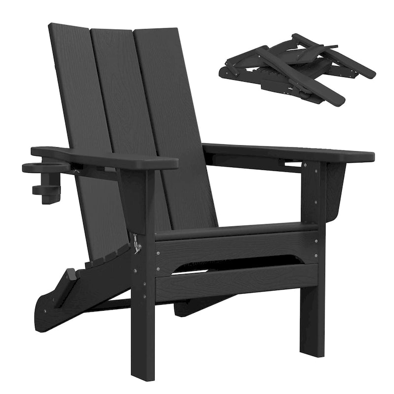 Chaises Adirondack modernes en PEHD résistantes aux intempéries avec porte-gobelets