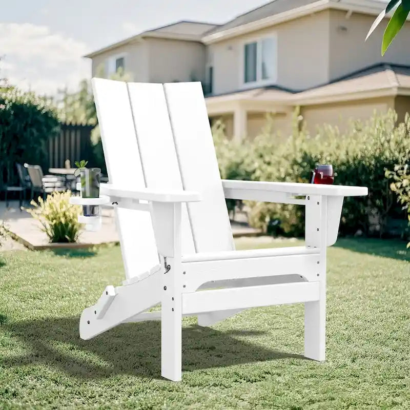 Chaises Adirondack modernes en PEHD résistantes aux intempéries avec porte-gobelets