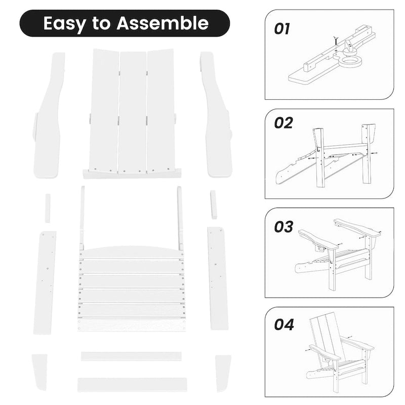 Chaises Adirondack modernes en PEHD résistantes aux intempéries avec porte-gobelets