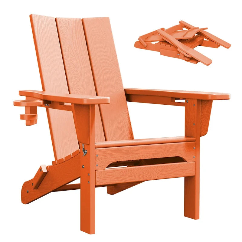 Chaises Adirondack modernes en PEHD résistantes aux intempéries avec porte-gobelets